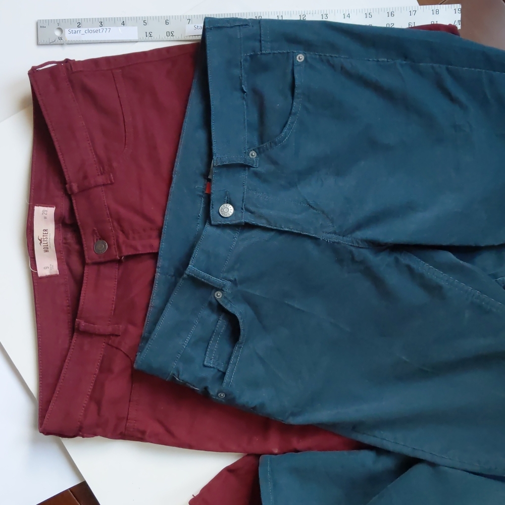 Hollister Maroon Size 29 skinny denim Divided Green jeans Size 9 Juniors h&m